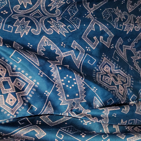 Boho maxi wrap silk skirt asymmetrical and unique bright blue - Picture 3 of 4